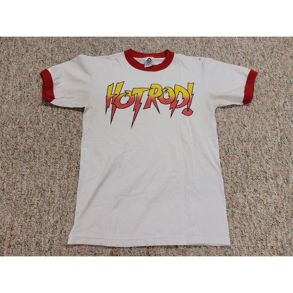 WWE Rowdy Roddy Piper Hot Rod Ringer Shirt Mens Small White Red Wrestling 2011
